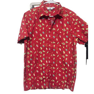 Loungefly Disney Parks Tiki Shirt Mens M Red Ear Treats Dole Whip Tropical